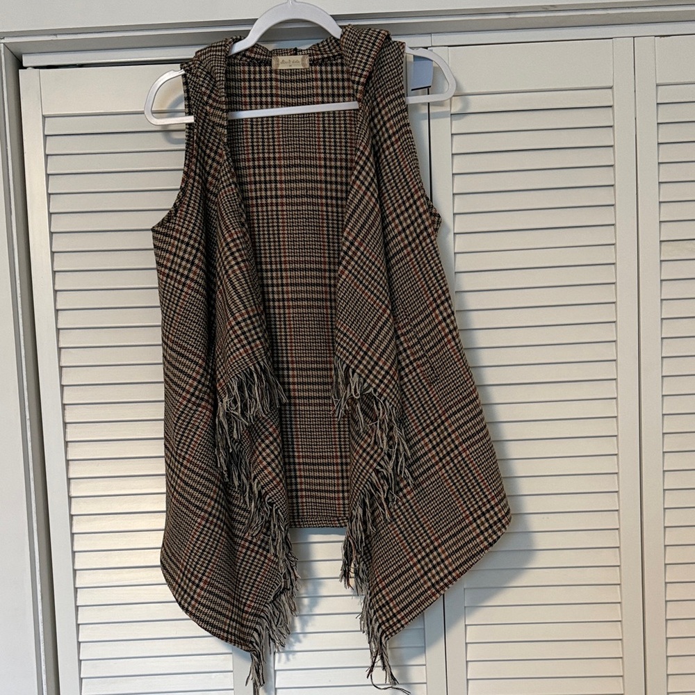 Plaid Fringe Vest